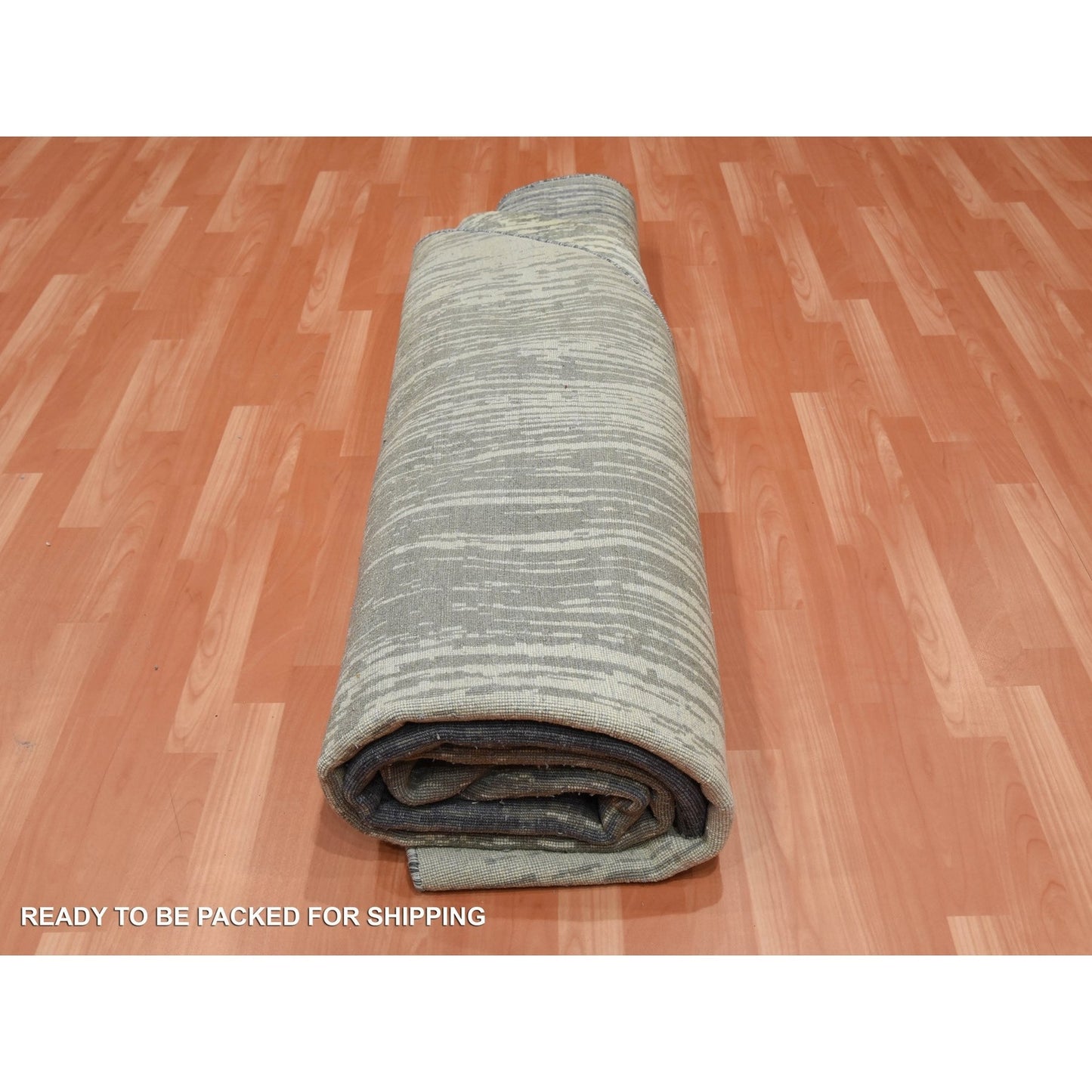 10'X10' Gray Modern Ombre Organic Wool Hand Knotted Round Oriental Rug