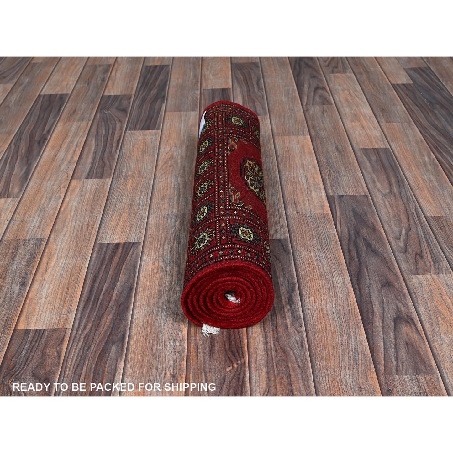 2'X6' Chili Red Princess Bokara Soft Wool Hand Knotted Narrow Runner Rug