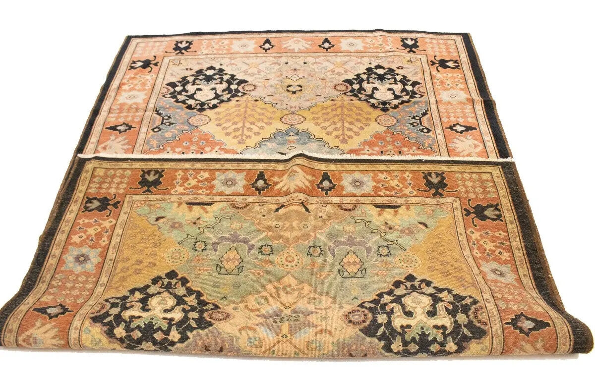 Distressed Ziegler Tribal Floral Rug Hand-Knotted