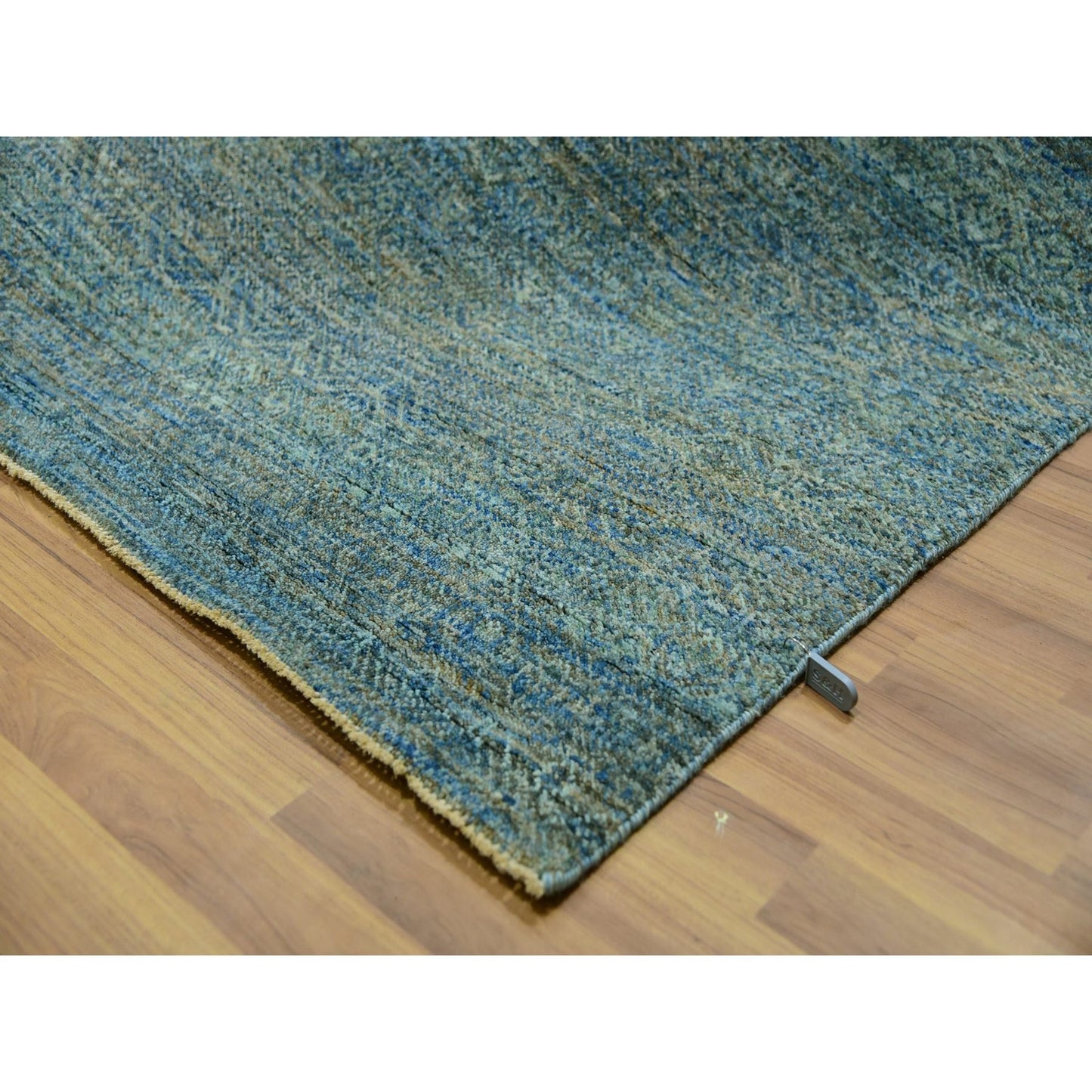 12'X12' Jungle Green Kohinoor Herrita Hand Knotted Pure Wool Square Rug