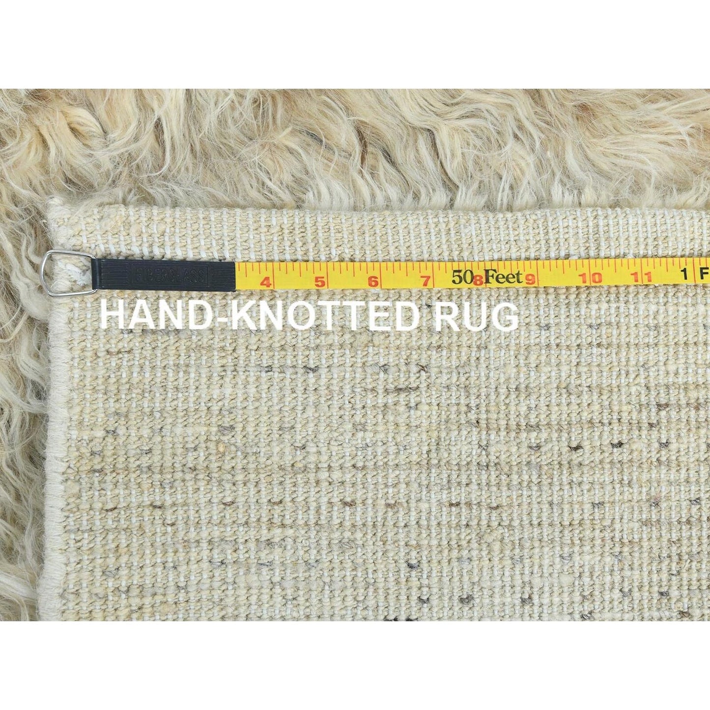 2'6"X10' Beige Wool Hand Knotted Shaggy Moroccan Oriental Runner Rug