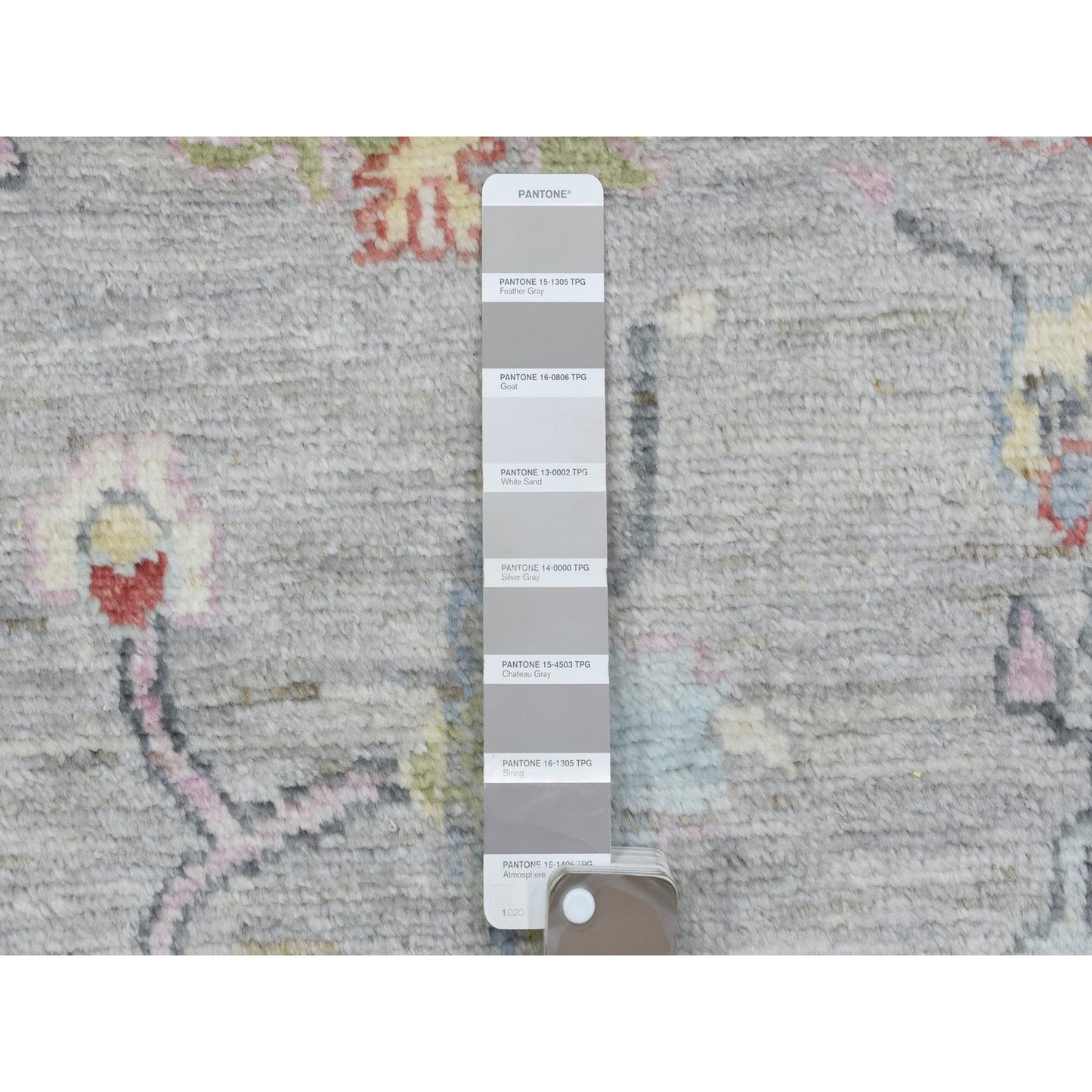 8'1"X10'1" Light Gray Hand Knotted Afghan Angora Oushak Soft Wool Rug