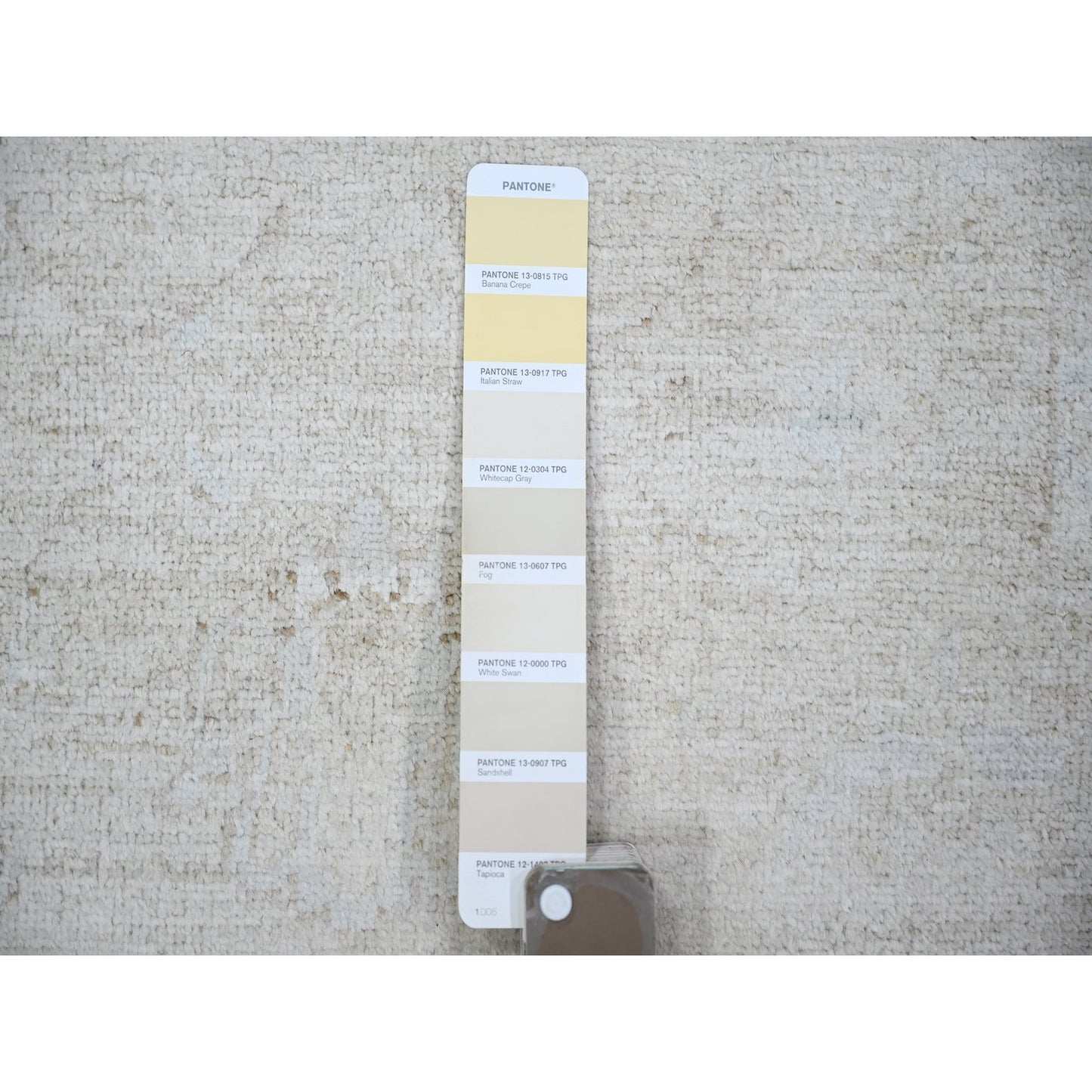 8'X9'8" Cream Hand Knotted White Wash Peshawar Extra Soft Wool Rug