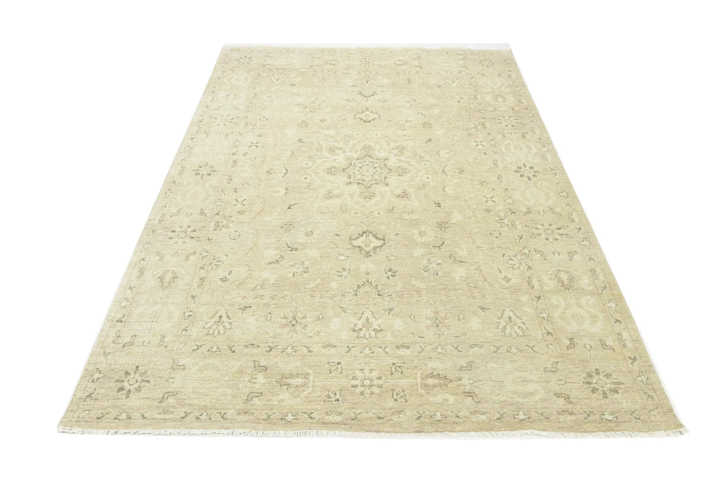 Transitional Oriental Rug Muted Floral Design