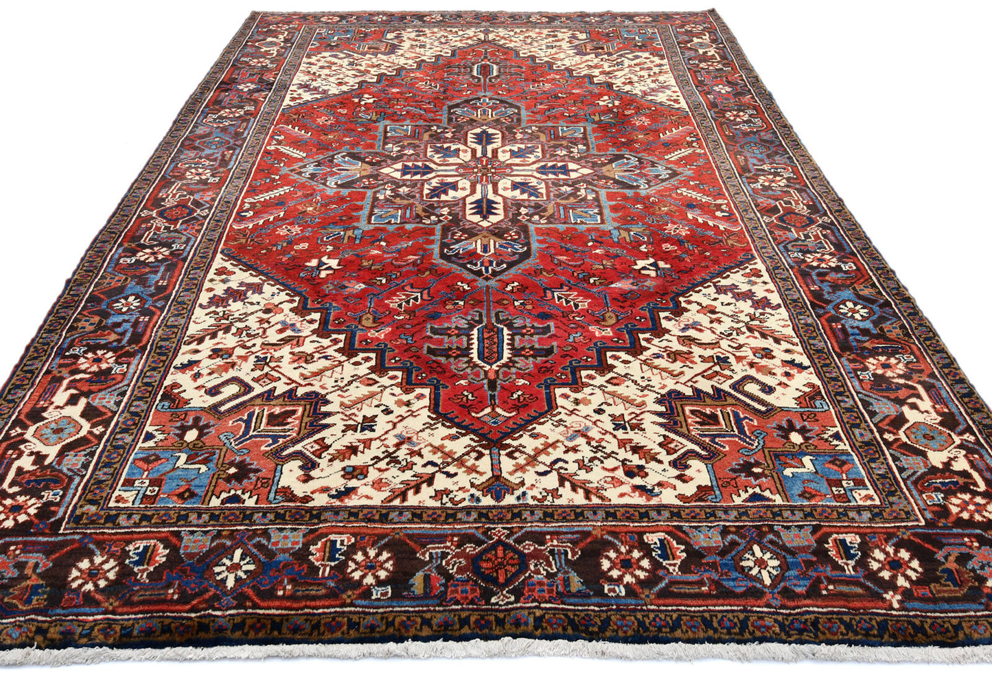 Red Serapi Oriental Rug Large Vintage Geometric