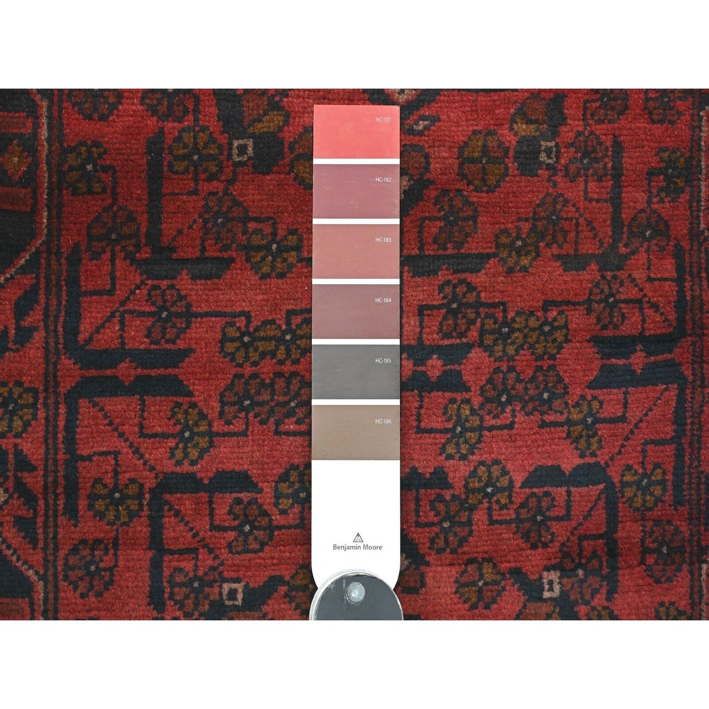 2'2"X8'2" Red Hand Knotted Andkhoy Geometric Design Soft Wool Runner Rug