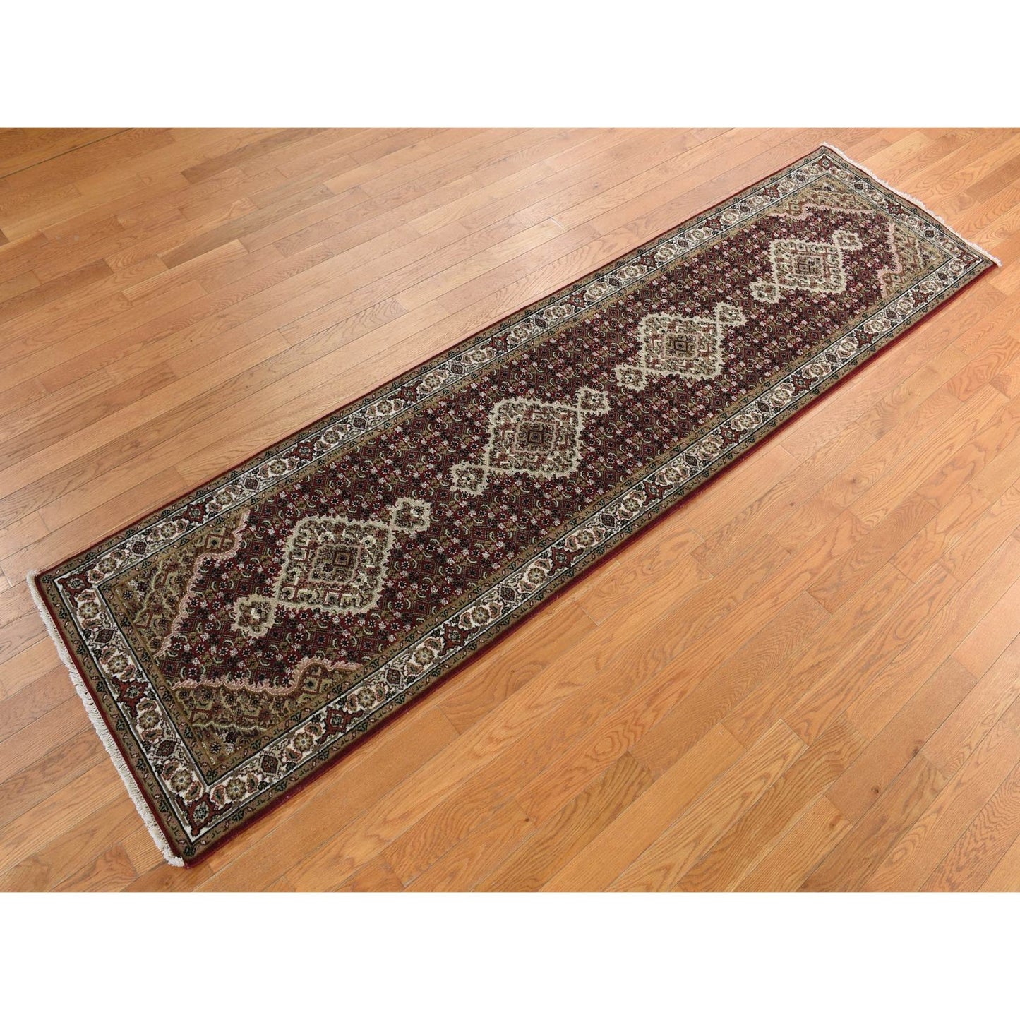 2'7"X12' Red Tebraz Mahi Hand Knotted 100% Wool Runner Rug