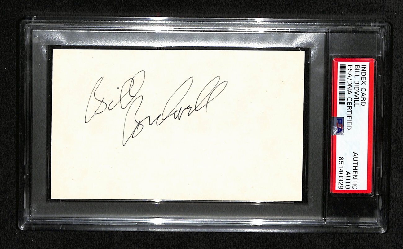 Bill Bidwell Autographed 3X5 Index Card Psa/Dna