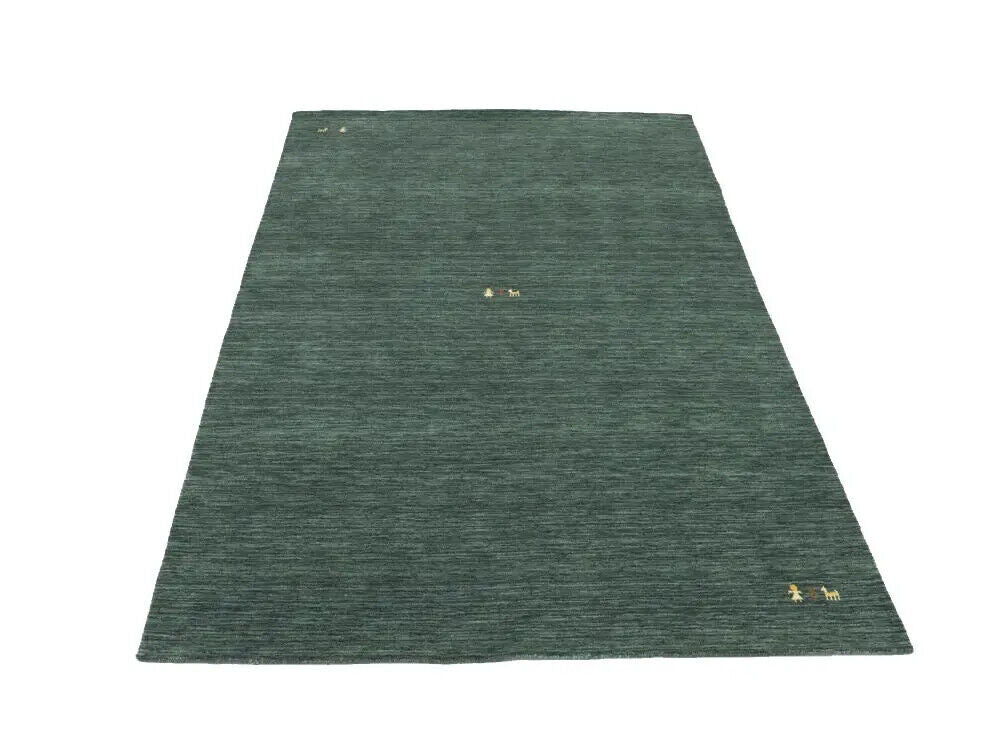 Handmade Dark Green Gabbeh Modern Rug Tribal