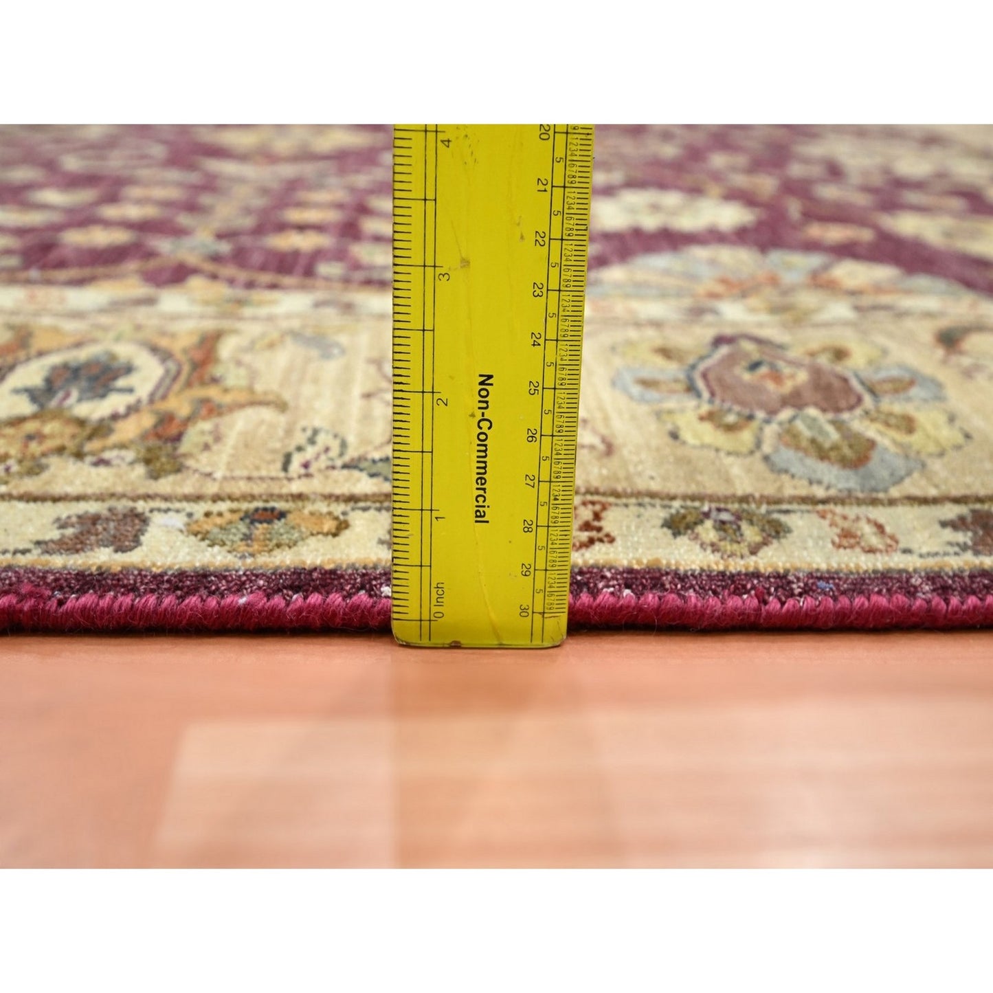 5'1"X6'5" Red Agra Ziegler Design Leaf Pattern Hand Knotted Pure Wool Rug