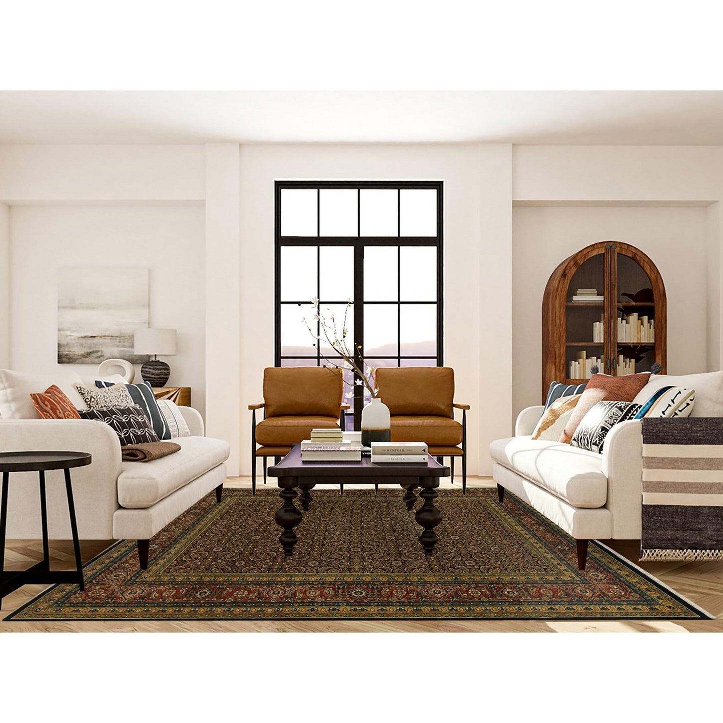 8'1"X10'1" Navy Blue Herrita Design 175 Kpsi Pure Wool Hand Knotted Rug