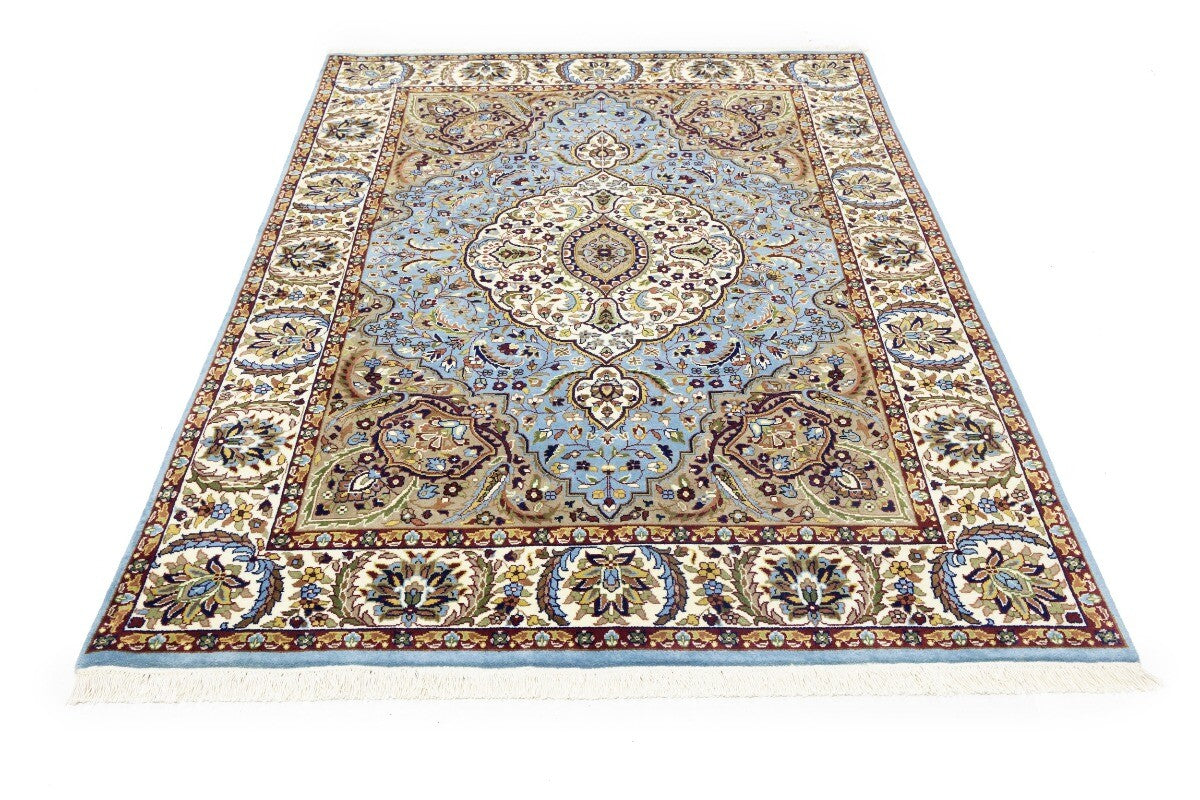 Hand-Knotted Kirman Oriental Rug 6X8 Ft Blue