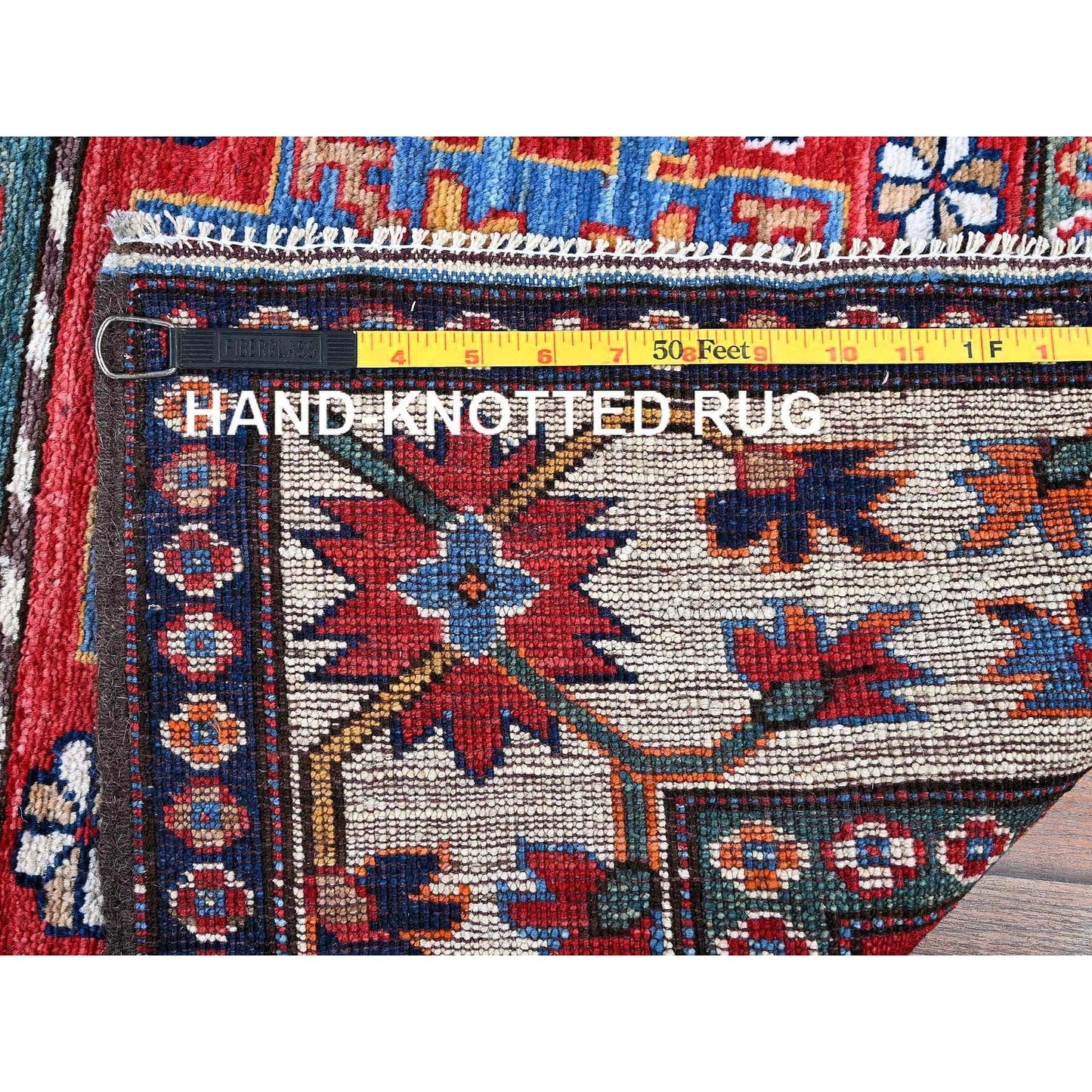 2'8"X9'2" Colorful Caucasian Design Revival Hand Knotted Wool Runner Rug