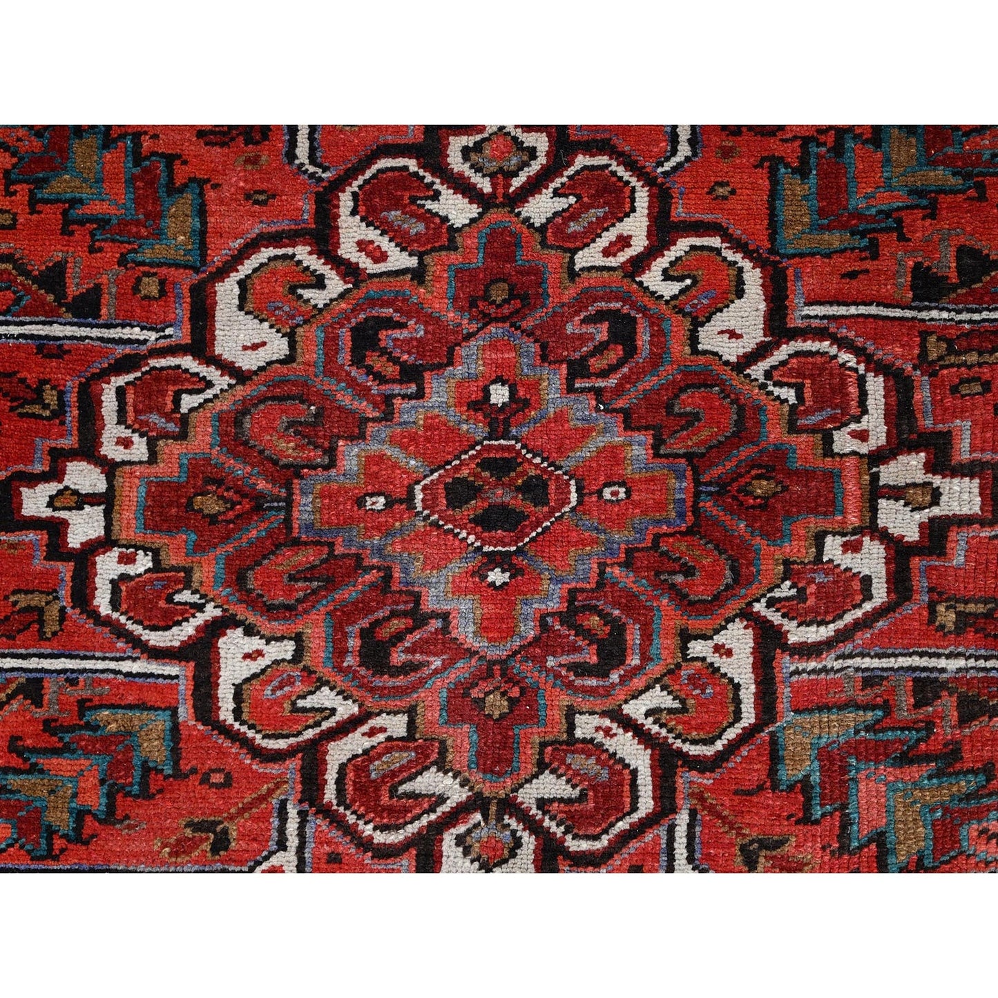 10'1"X12'10" Electric Crimson Red Vintage Semi Antique Heris Abrash Rug