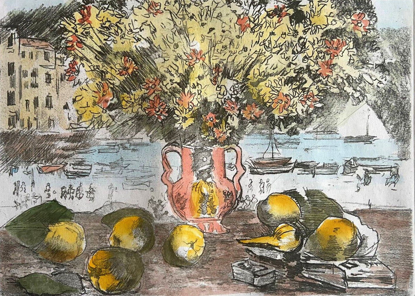 Michele Cascella "Vase Of Flowers In Portofino"