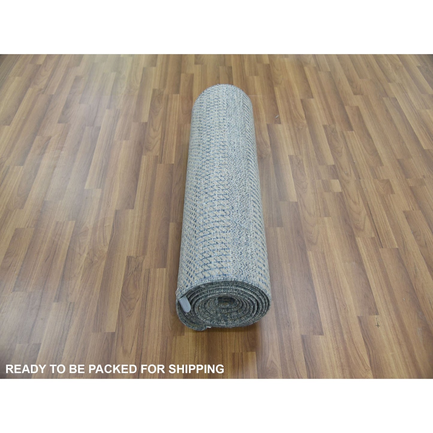2'7"X16'4" Blue Wool And Silk Hand Knotted Modern Xl Runner Rug