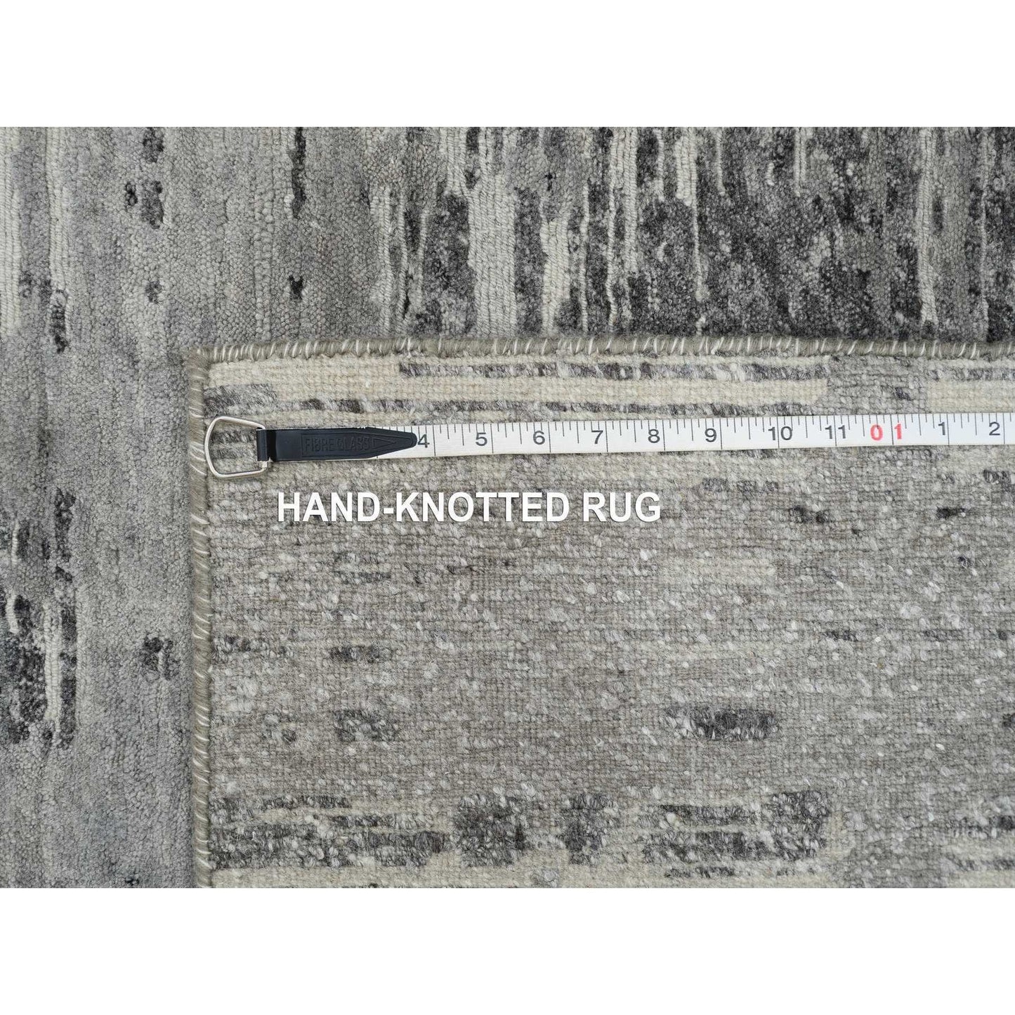 2'6"X25'9" Gray Hand Knotted Modern Design Natural Wool Xl Runner Rug