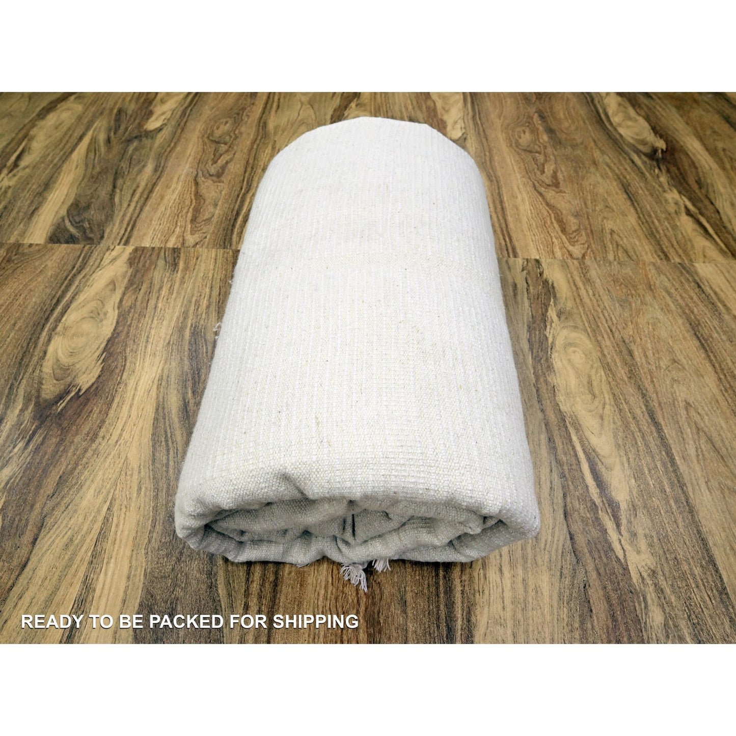 10'1"X14' Pearl White Moroccan Weave Grid Design Wool Hand Knotted Rug