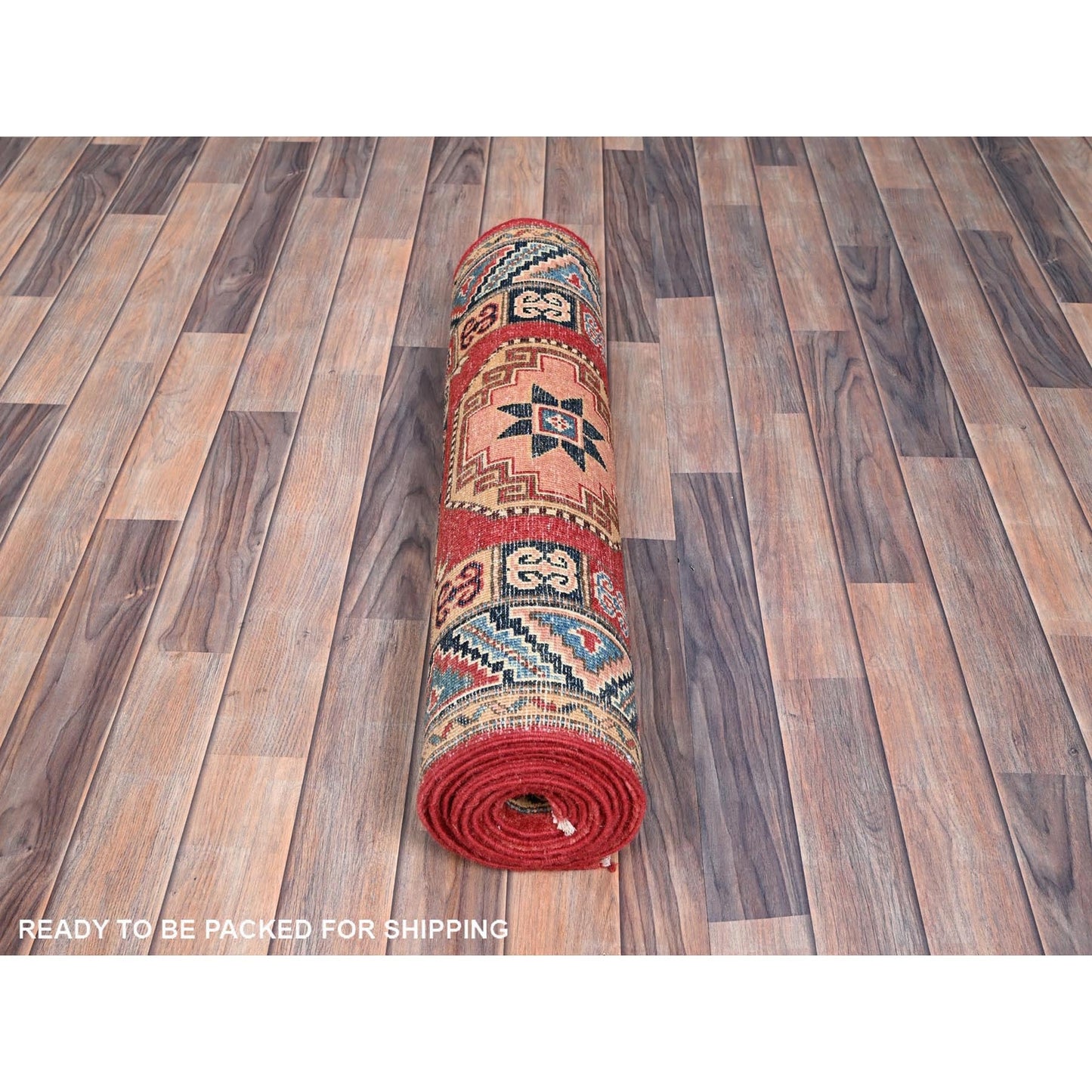 2'8"X9'9" Bolero Red Special Kazak 100% Wool Hand Knotted Runner Rug