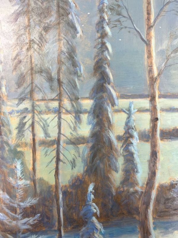 Fedor Denisovich Konstantinov Original Oil Painting Midnight Moon Soviet Russia