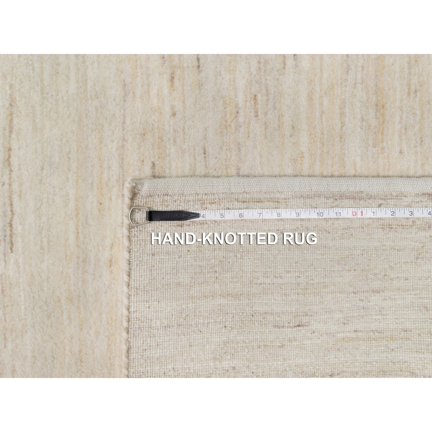 4'X12'1" White Hand Knotted Lori Buft Gabbeh Wool Wide Runner Rug