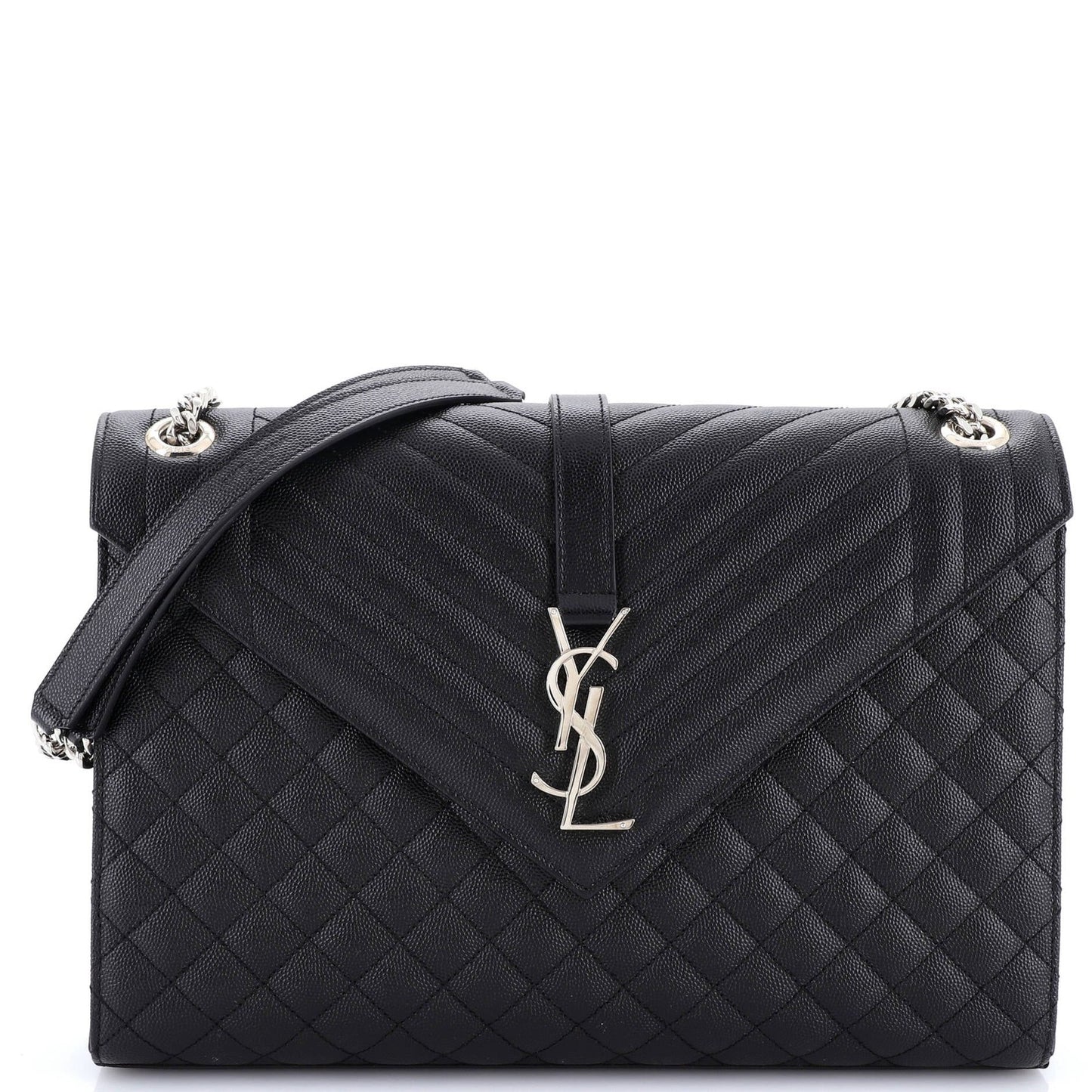 Saint Laurent Classic Monogram Envelope Satchel Mixed Matelasse Leather Large