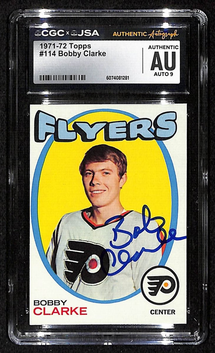 Bobby Clarke Hof Signed/Auto 1971-72 Topps Card #114 Flyers Cgc/Jsa 200878