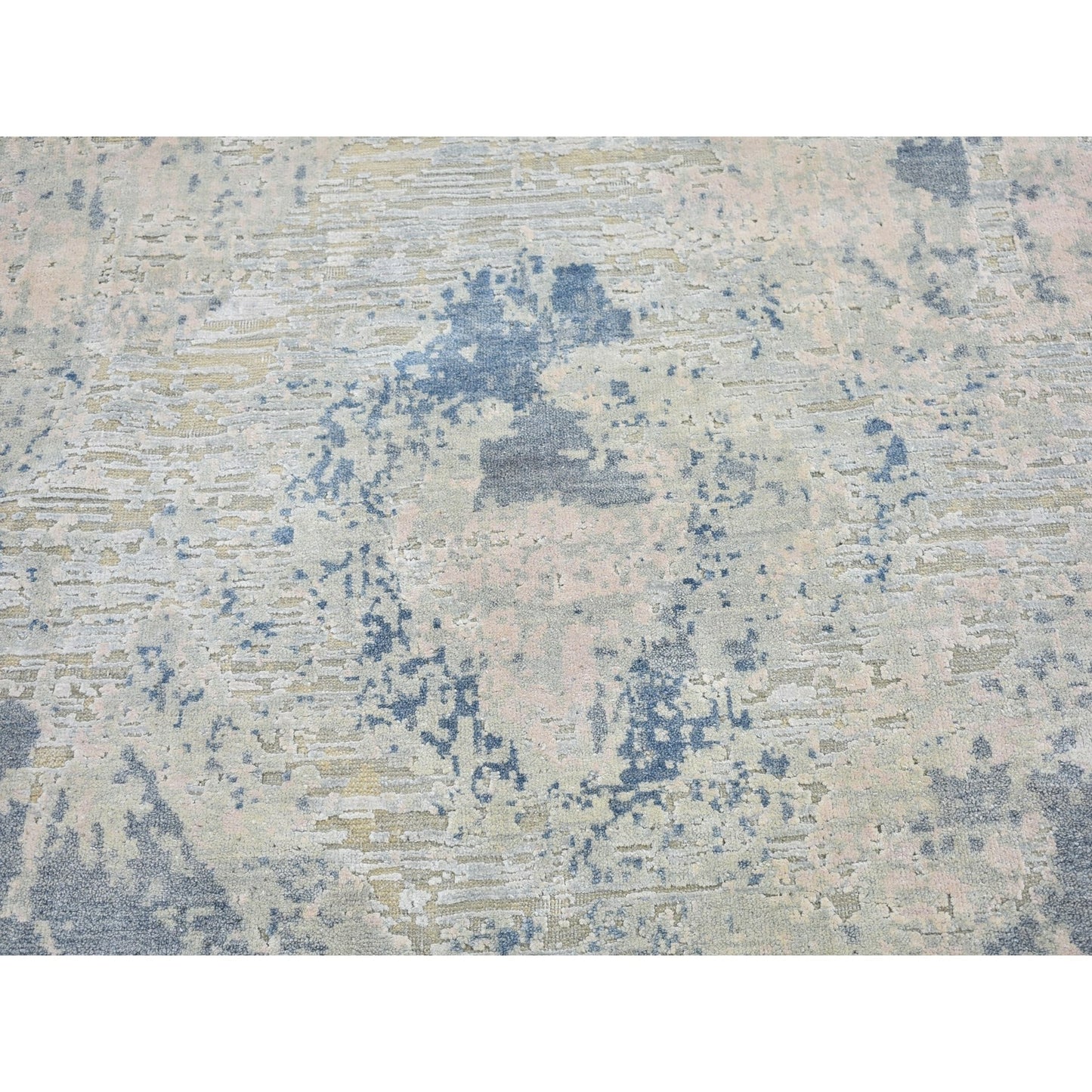10'X14'3" Large Elements Pastels Modern Silk & Textured Wool Handmade Rug