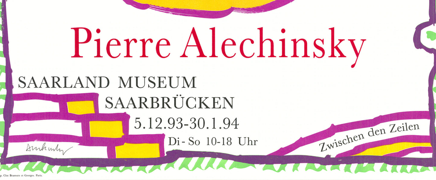 Pierre Alechinsky Zwischen Den Zeilen Signed " Lithograph Conte