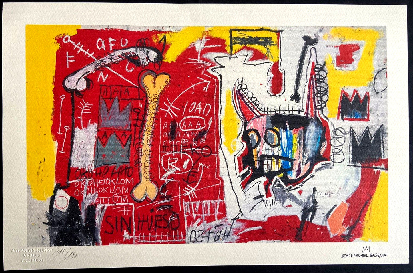 Jean-Michel-Basquiat, Coa Lithograph Signed Numbered In Pencil