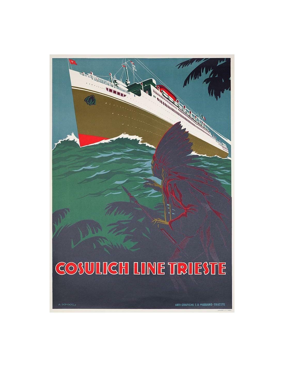 Cosulich Line 1939 By A Dondoli Cintage Original Italian Poster