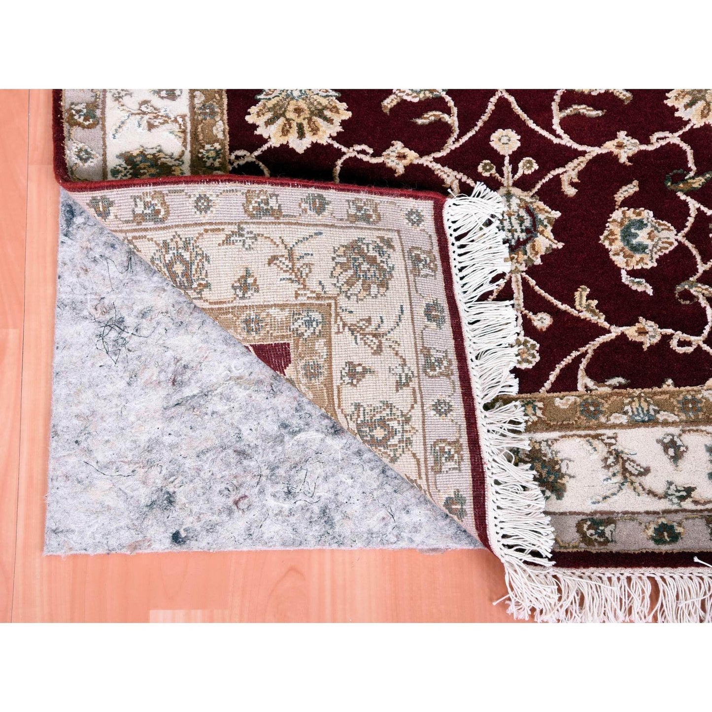 3'X5' Red Thick And Plush Wool And Silk Hand Knotted Rajasthan Rug