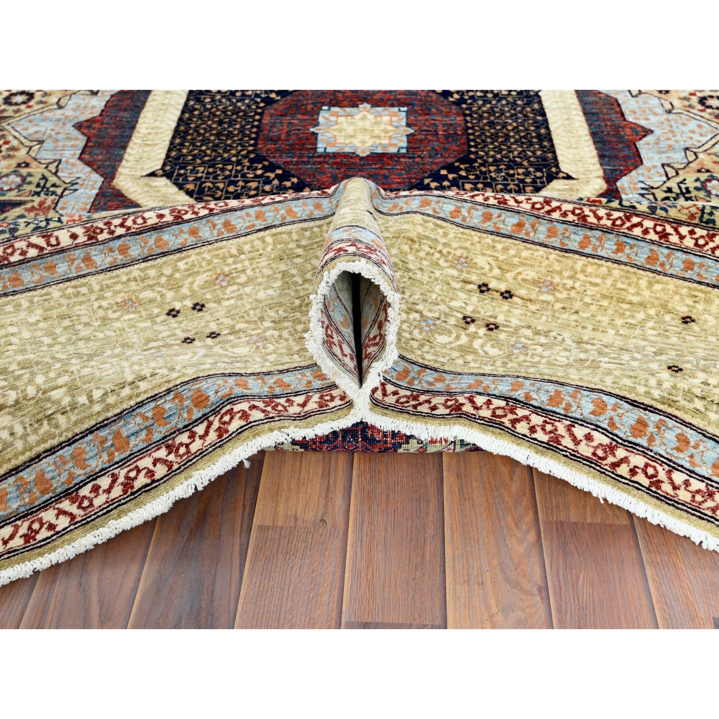 8'2"X10' Green Wool Hand Knotted Super Fine Peshawar 200 Kpsi Rug