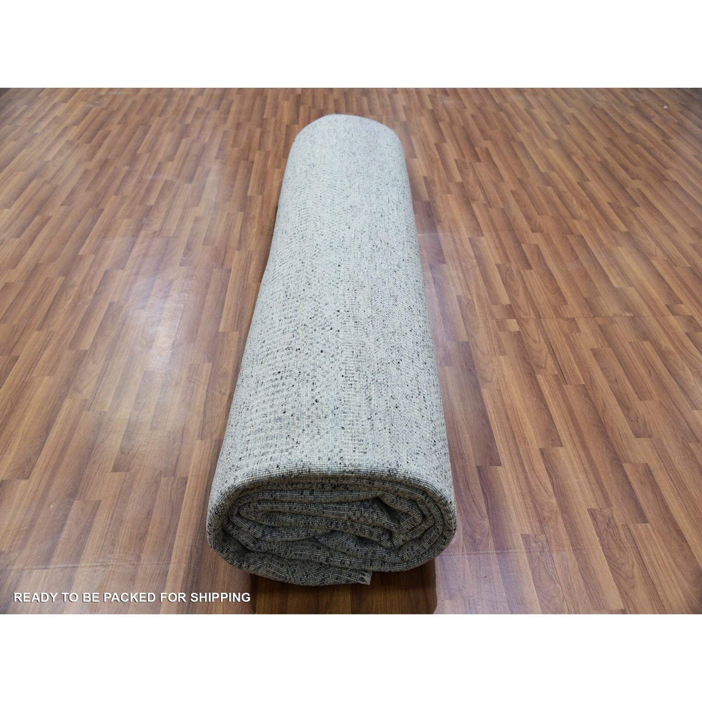11'1"X15' Chrome Gray Modern Grass Design Natural Wool Hand Knotted Rug