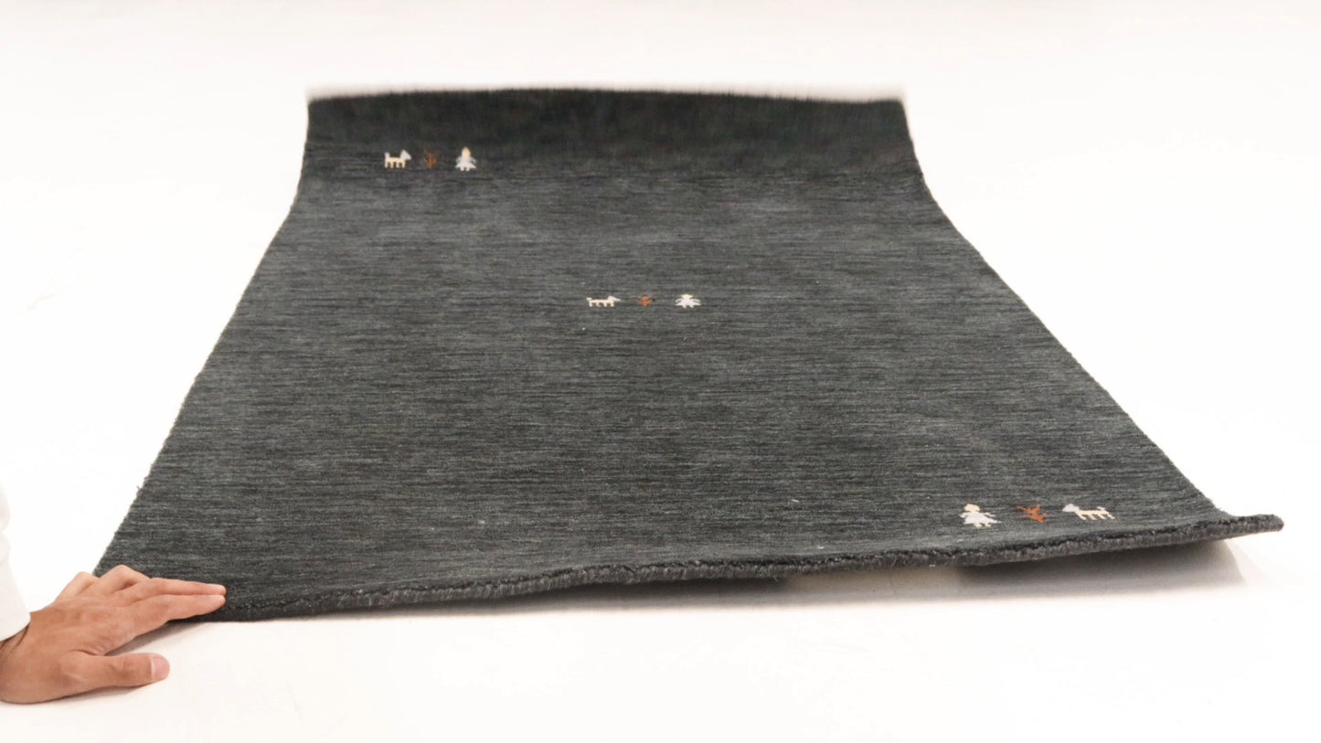 Plush Gabbeh Runner Rug Charcoal Tribal Modern