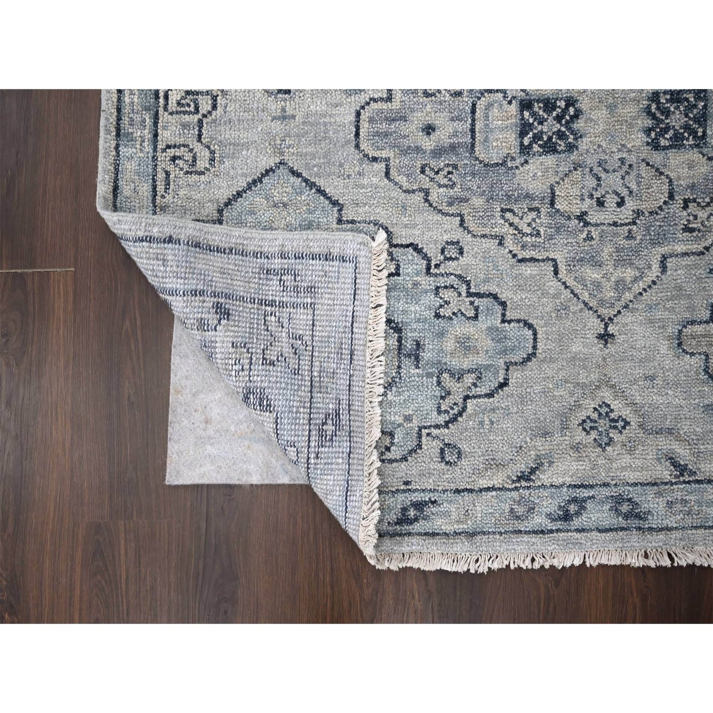 5'10"X8'10" Silver Gray Natural Wool Hand Knotted Anatolian Design Rug