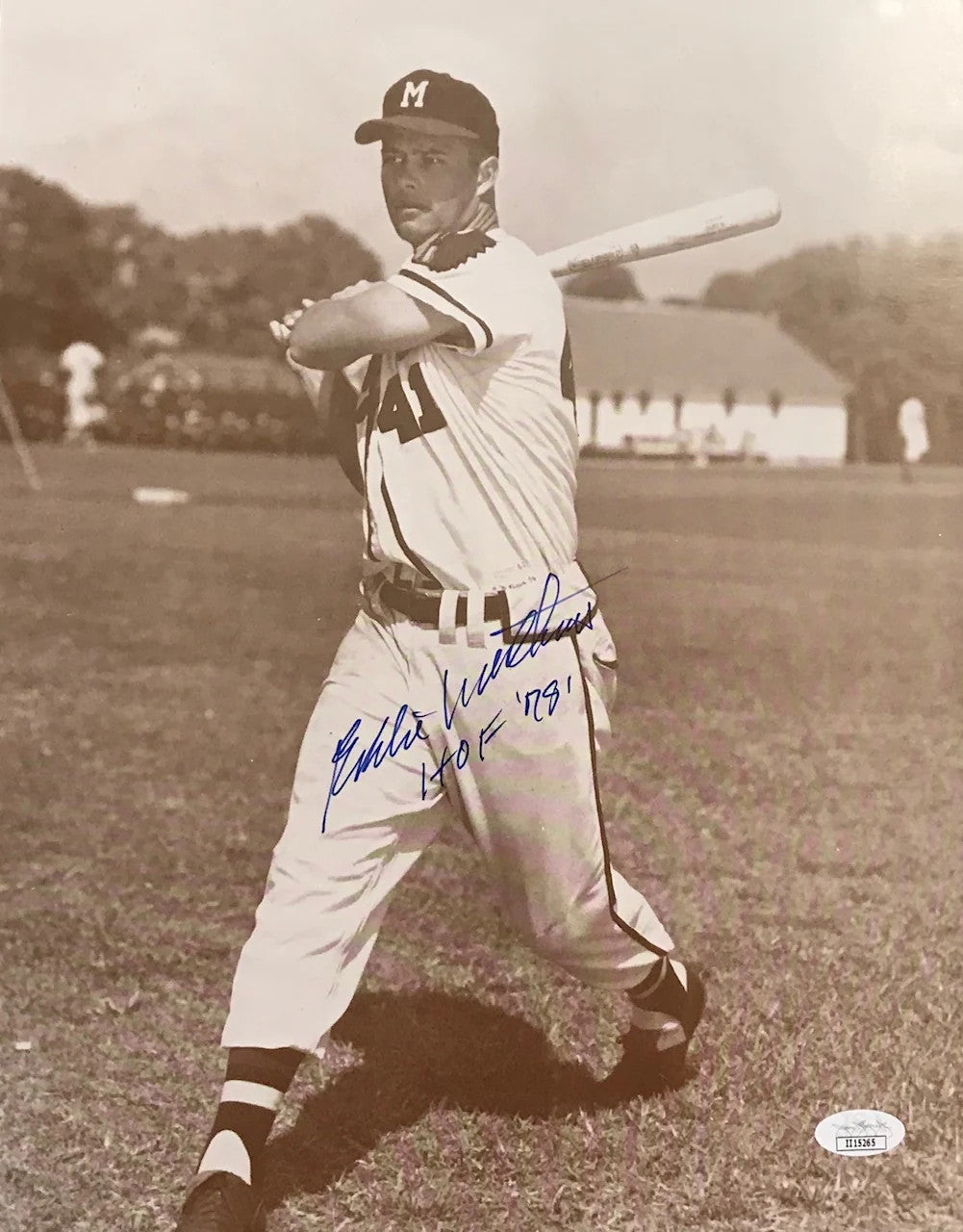 Eddie Mathews "Hof 78" Signed 11X14 Photo (Jsa)