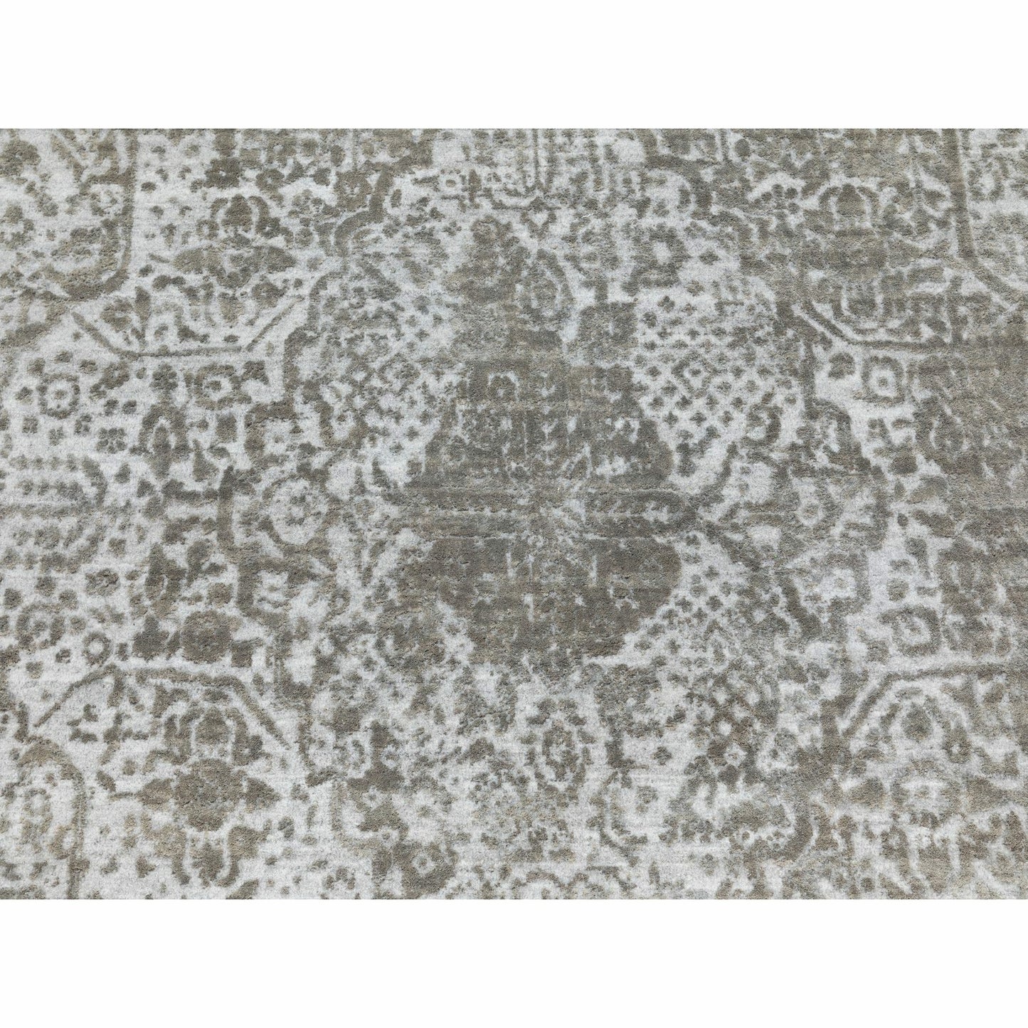 6'X9' Grey Broken Farsian Design Wool And Silk Hand Knotted Oriental Rug