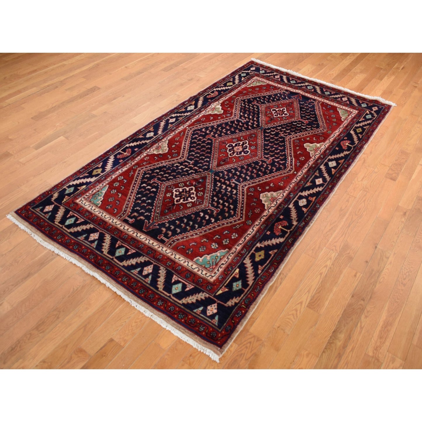 5'1"X9'7" Red New Zoroastrian Pure Wool Hand Knotted Rug