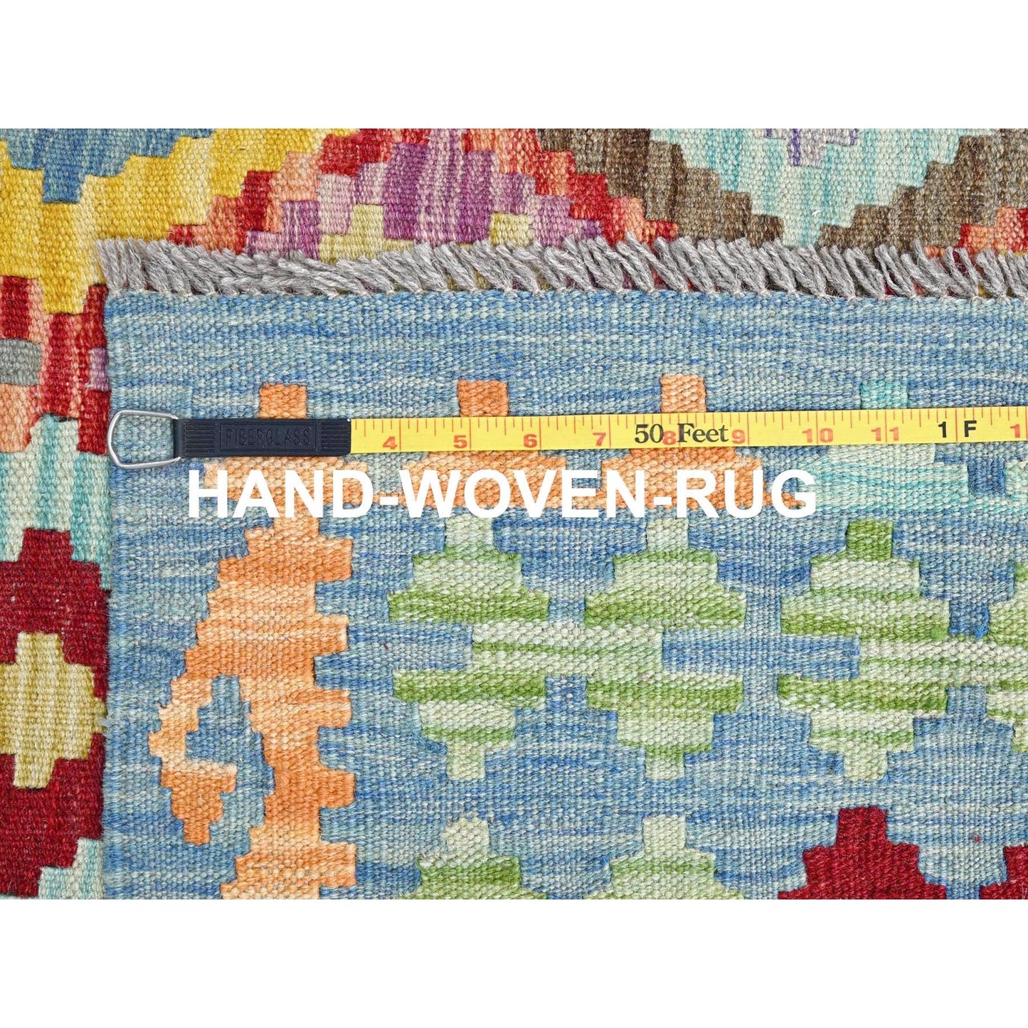 10'7"X14' Colorful Extra Soft Wool Afghan Kilim Hand Woven Oriental Rug