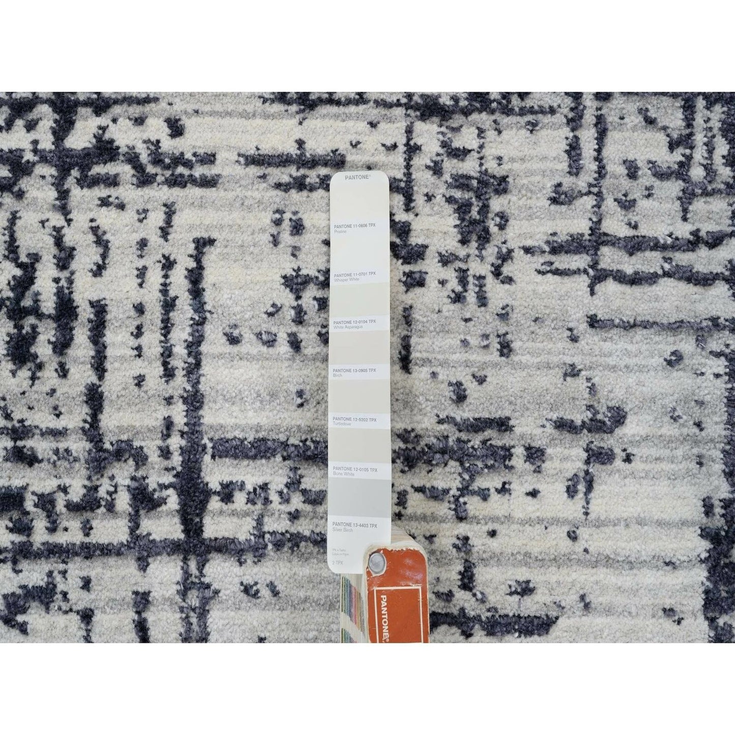 9'X11'10" Black Modern Design Wool And Silk Hand Loomed Rug