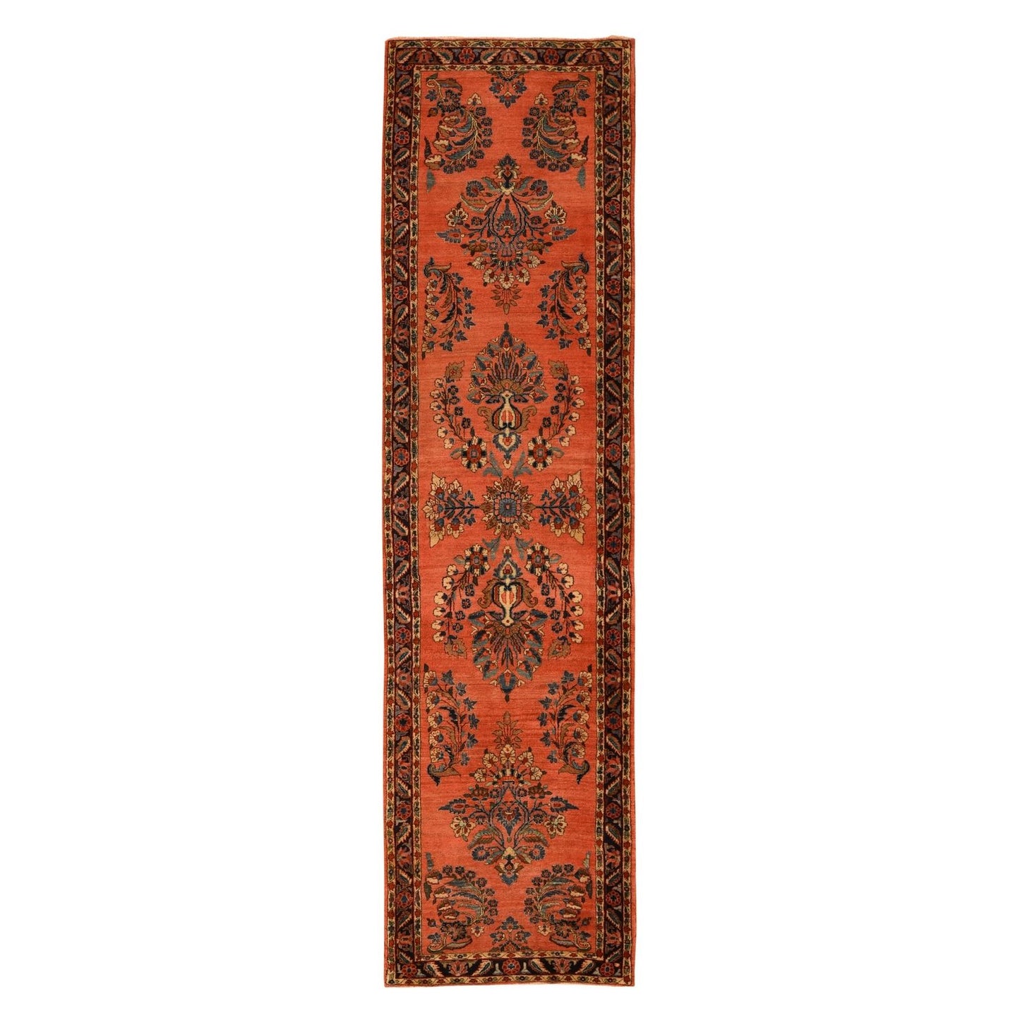 2'7"X10' Red Antique Zoroastrian Saroogh Wool Hand Knotted Runner Rug