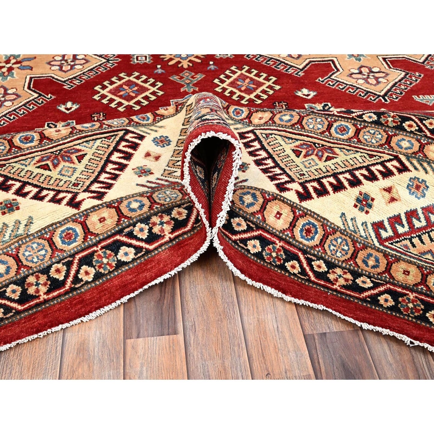 10'1"X13'9" Red Special Kazak Extra Soft Wool Hand Knotted Oriental Rug
