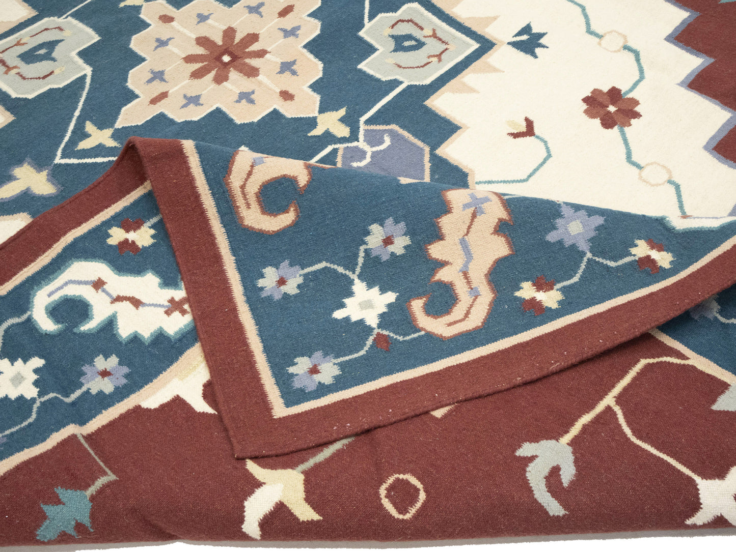 Reversible Hand-Hooked Dhurrie Oriental Rug