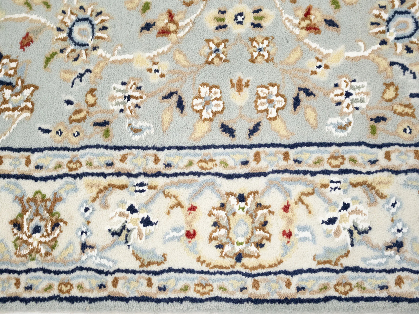 Hand-Knotted Light Blue Indo-Nain Runner Rug 3X10