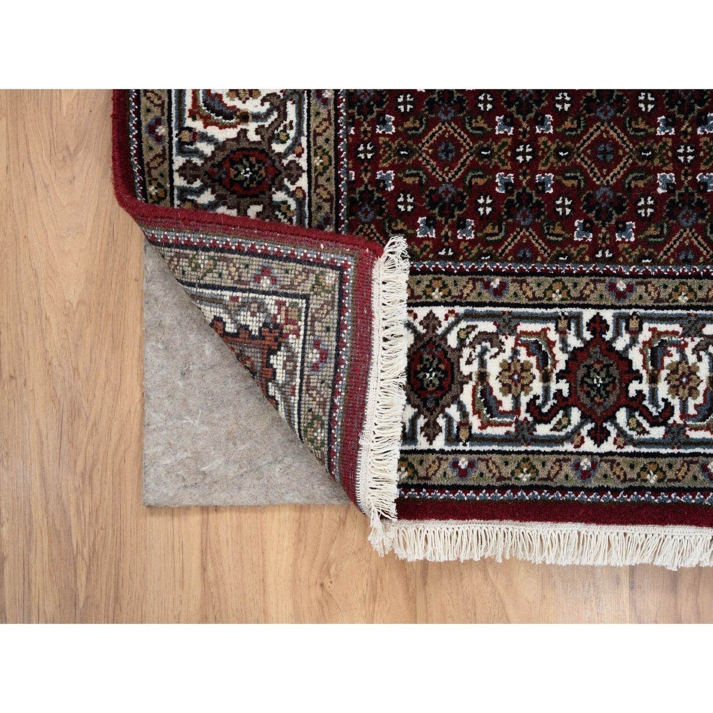 4'X5'10" Red Hand Knotted 175 Kpsi Wool And Silk Herrita Oriental Rug