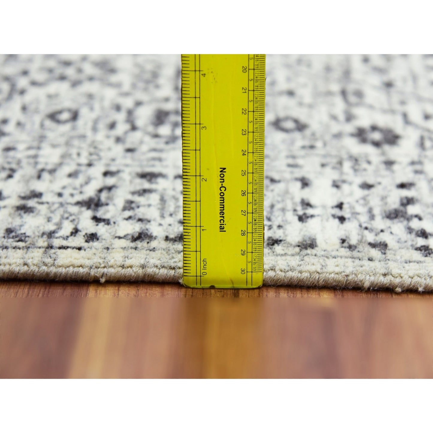 2'7"X14'1" White Mamluk Dynasty Undyed Wool Hand Knotted Runner Rug