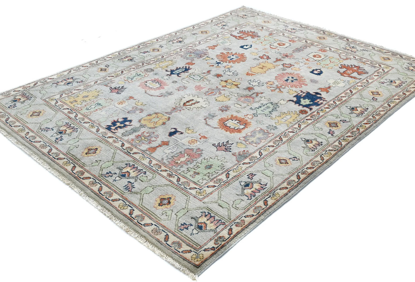 Handmade Kazak Pakistan Rug 5X7 Ft Gray Floral