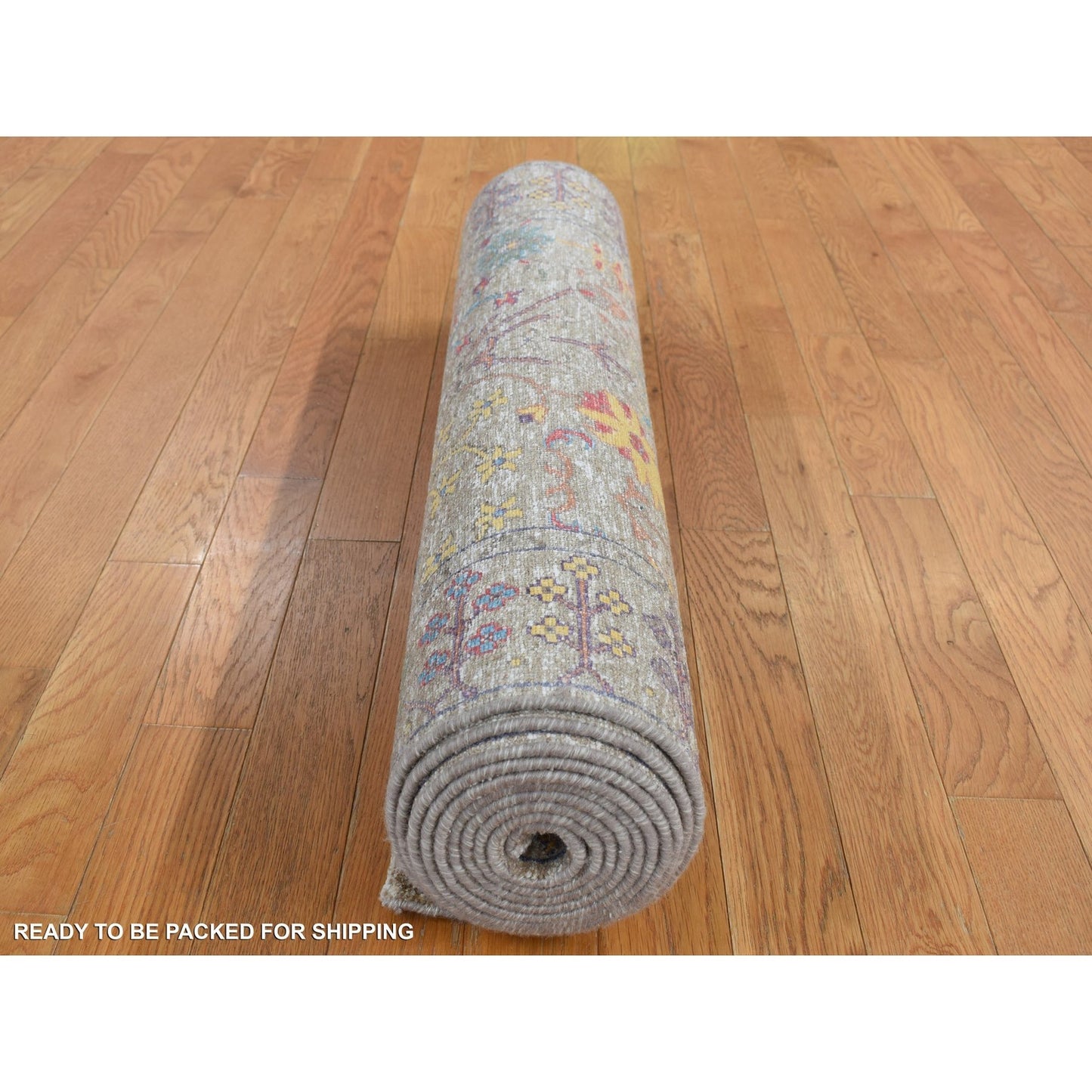 3'1"X12' Brown Silk With Wool Vase Design Hand Knotted Runner Rug