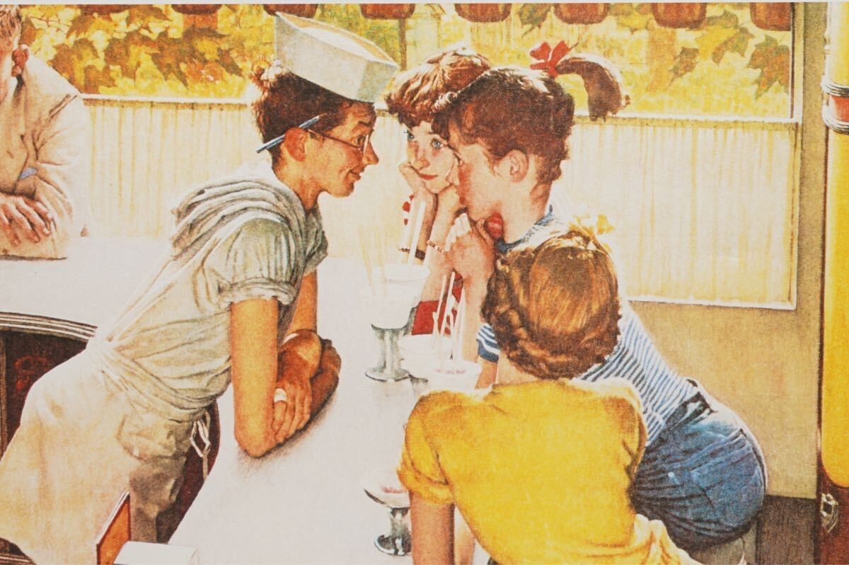 Norman Rockwell Diamond Screening Soda Fountain Limited Edition Print 50/300 Usa